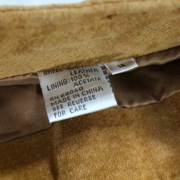 VTG CEDARS Genuine Palomino Leather Skirt Sz 14 - Picture 7 of 16